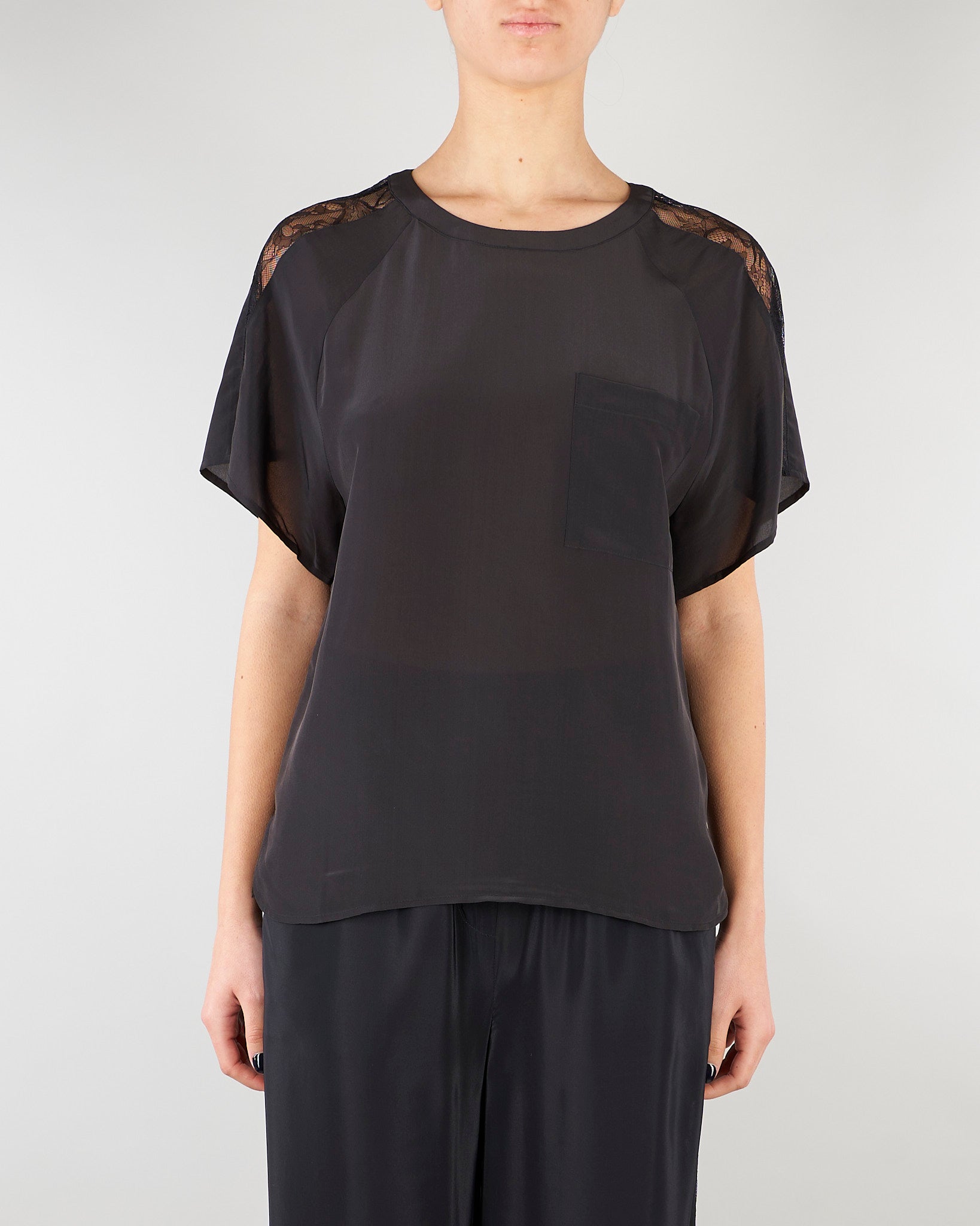 Blusa Nero con inserti in pizzo SP5NT030 0001 ICONA 