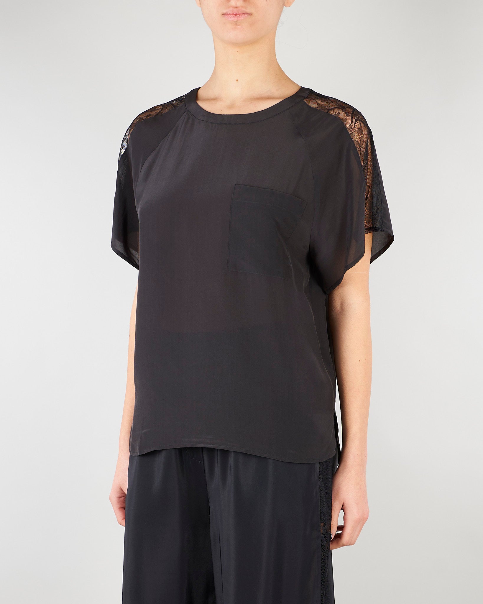 Blusa Nero con inserti in pizzo SP5NT030 0001 ICONA 