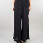 Pantalone Nero wide leg con inserti in pizzo SP5NT031 0001 ICONA 
