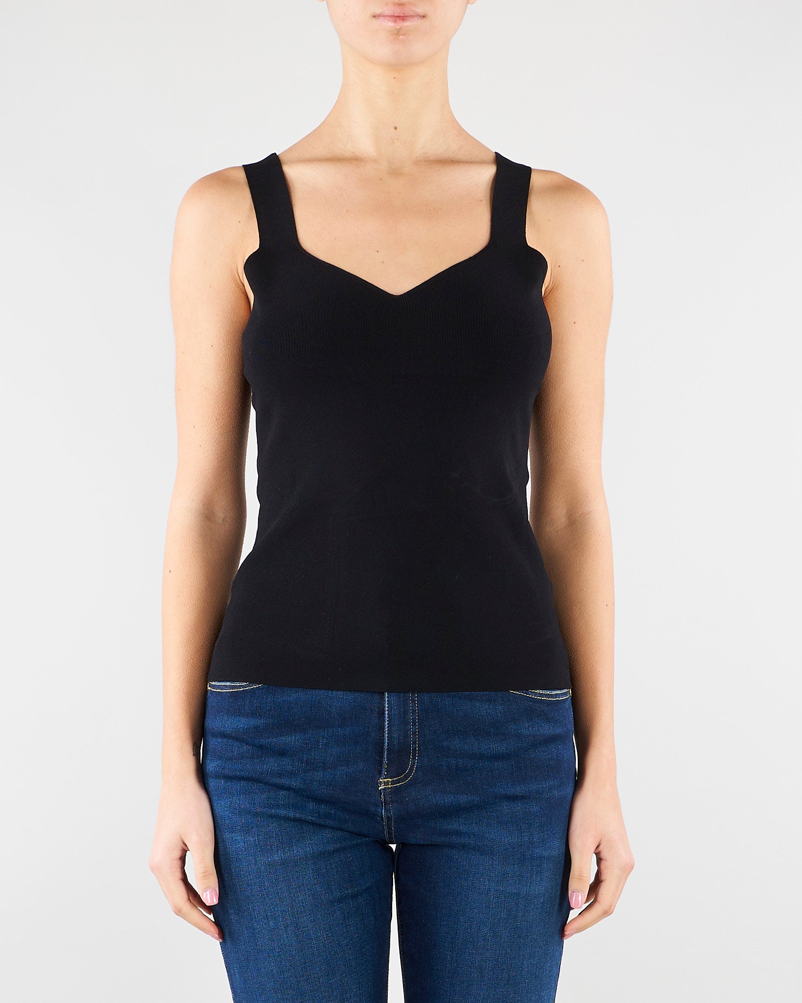 Top Nero in maglia SP5NT057 0001 ICONA 
