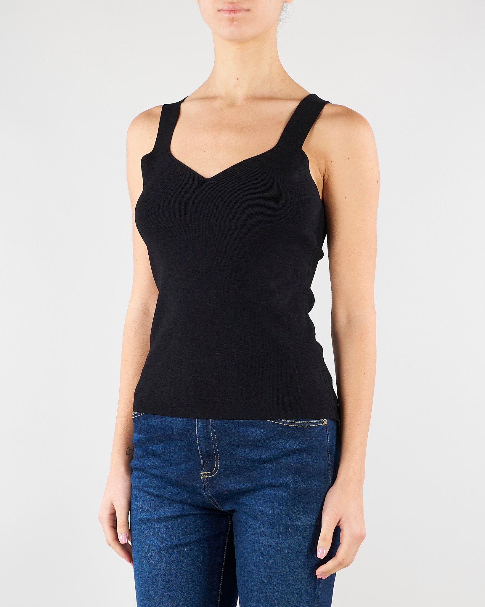 Top Nero in maglia SP5NT057 0001 ICONA 
