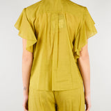 Camicia Verde Olio in misto cotone con rouches SP5TZ004 2000 ICONA 