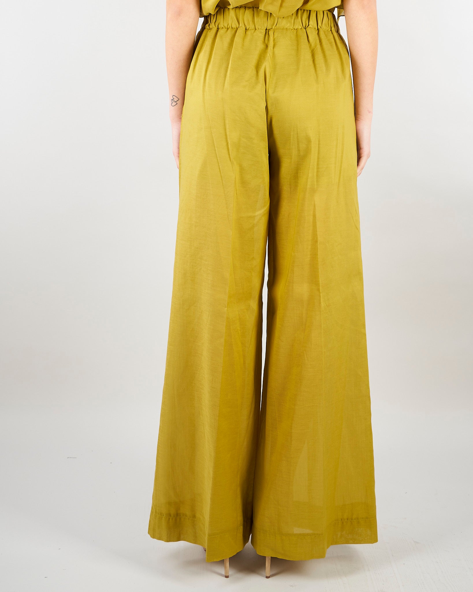 Pantalone Verde Olio wide leg in misto cotone SP5TZ010 2000 ICONA 