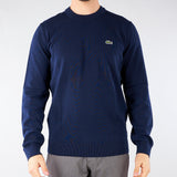Pullover Blu girocollo monocromatico in cotone AH1985 166 LACOSTE 