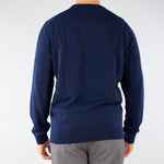 Pullover Blu girocollo monocromatico in cotone AH1985 166 LACOSTE 