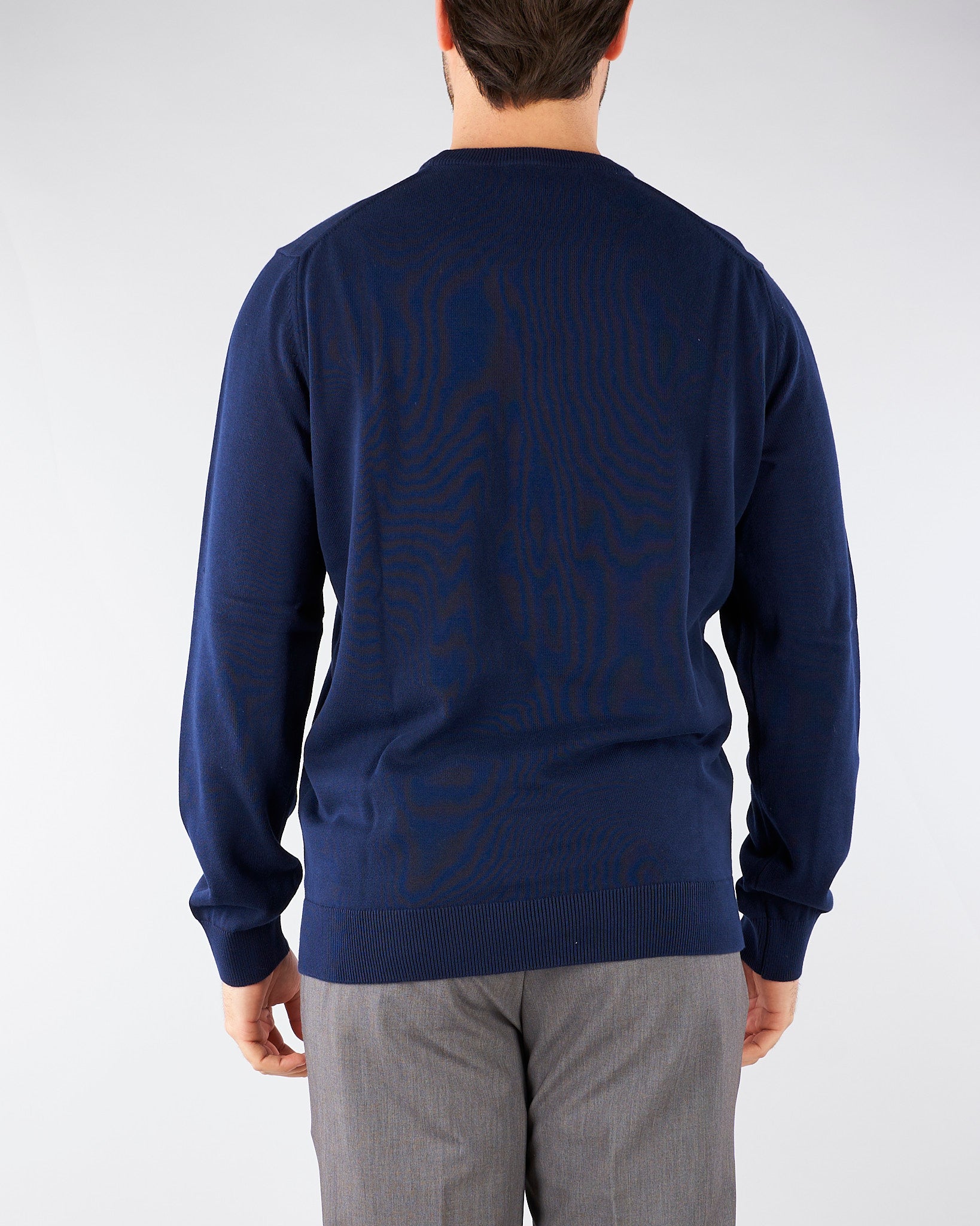 Pullover Blu girocollo monocromatico in cotone AH1985 166 LACOSTE 