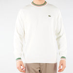 Maglione Bianco in jersey di cotone con righe AH5158 X0N LACOSTE 