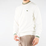 Maglione Bianco in jersey di cotone con righe AH5158 X0N LACOSTE 