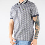Polo Grigio dal taglio classico in jacquard con monogramma DH1417 41I LACOSTE 