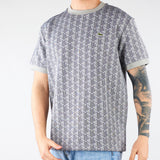T-shirt Grigio slim fit con monogramma jacquard TH1197 41I LACOSTE 