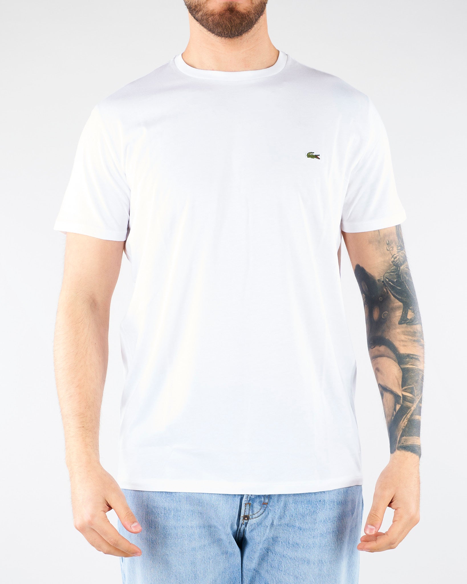 T-shirt Bianco in cotone Pima TH6709 001 LACOSTE 