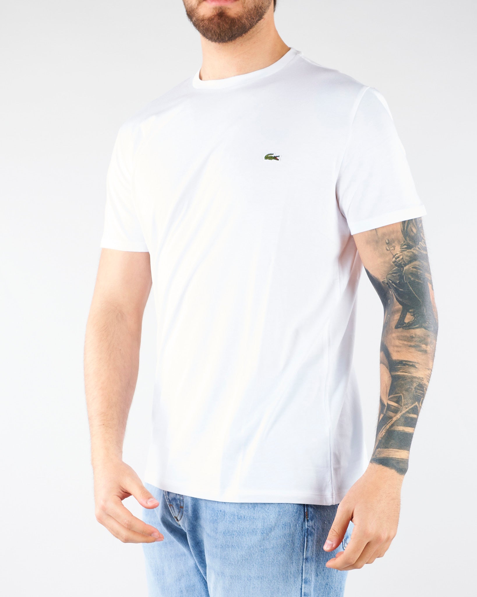 T-shirt Bianco in cotone Pima TH6709 001 LACOSTE 