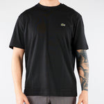 T-shirt Nero in cotone con logo TH7318 031 LACOSTE 