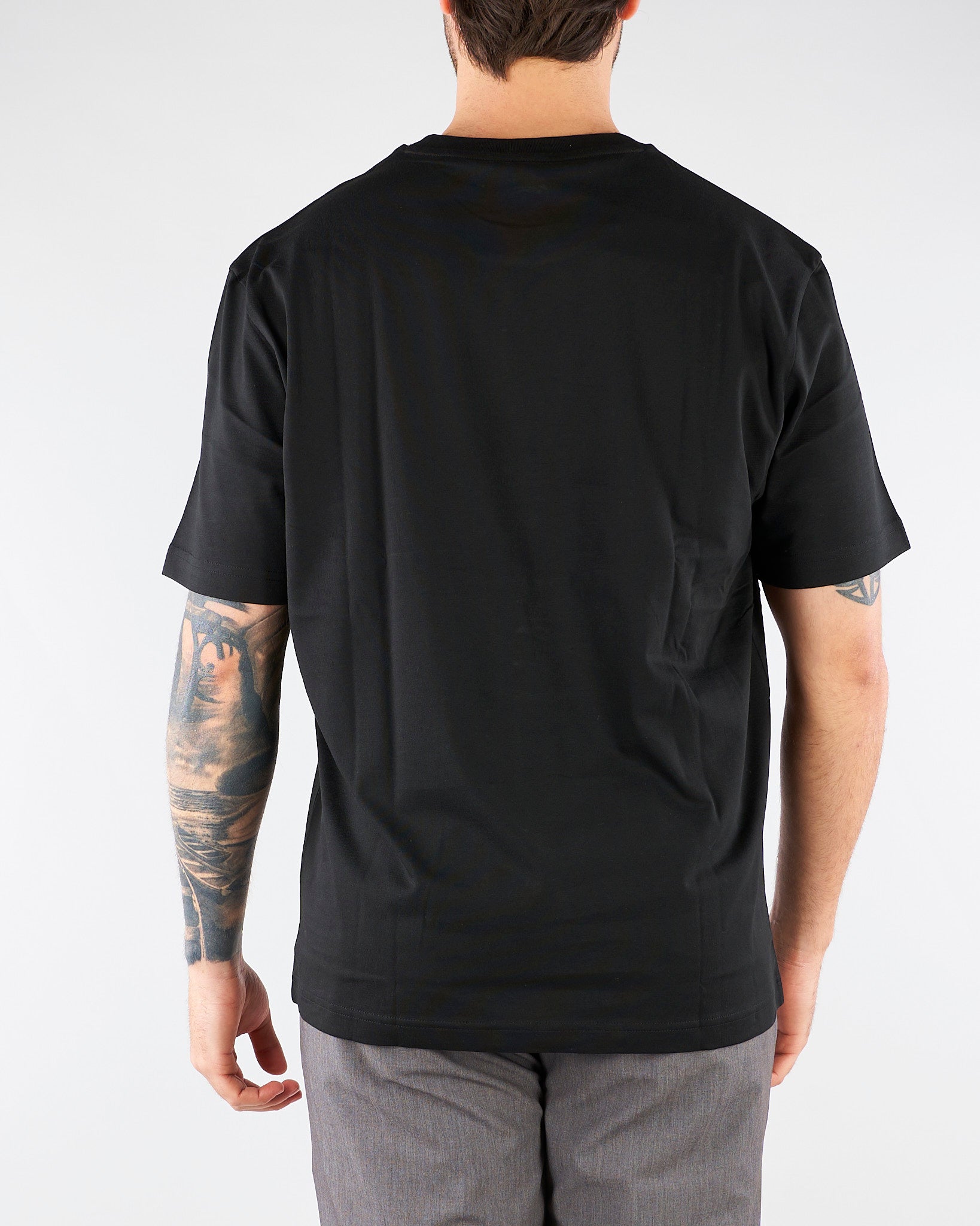 T-shirt Nero in cotone con logo TH7318 031 LACOSTE 