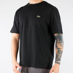 T-shirt Nero in cotone con logo TH7318 031 LACOSTE 
