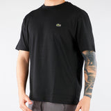 T-shirt Nero in cotone con logo TH7318 031 LACOSTE 