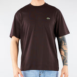T-shirt Marrone in cotone con logo TH7318 3LA LACOSTE 