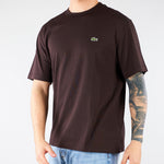 T-shirt Marrone in cotone con logo TH7318 3LA LACOSTE 