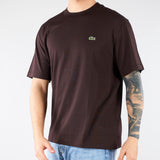 T-shirt Marrone in cotone con logo TH7318 3LA LACOSTE 