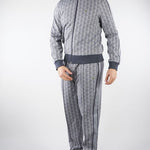 Pantalone Grigio in felpa jacquard monogram con logo XH1440 41I LACOSTE 