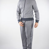 Pantalone Grigio in felpa jacquard monogram con logo XH1440 41I LACOSTE 