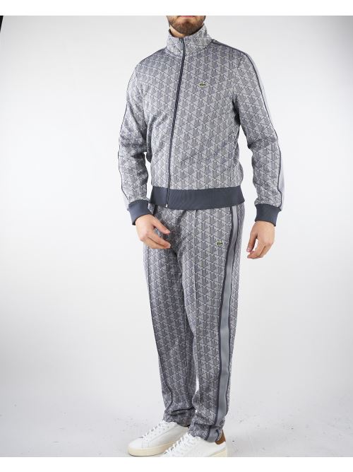 Pantalone Grigio in felpa jacquard monogram con logo XH1440 41I LACOSTE 