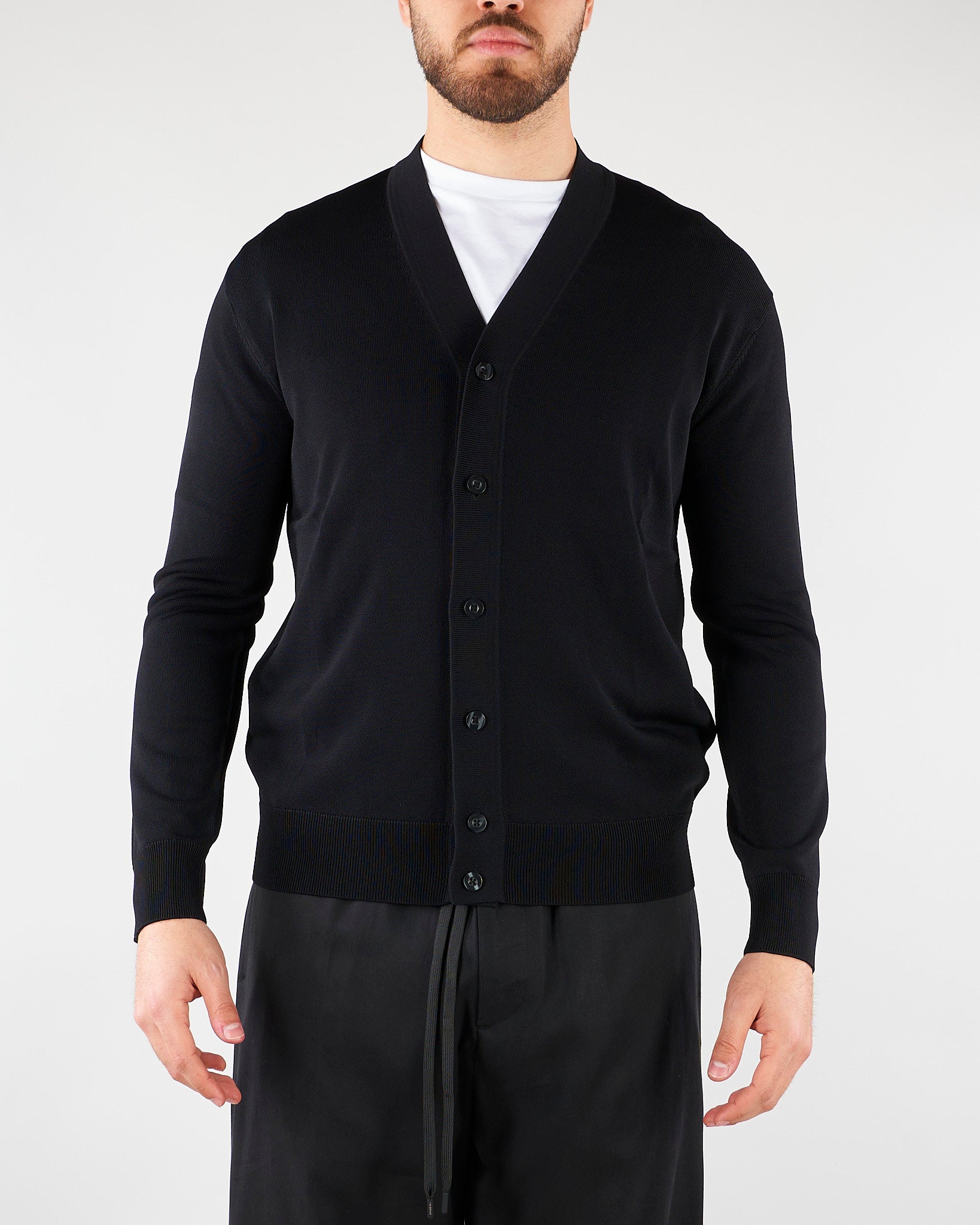 Cardigan Nero in maglia di viscosa LM26003 D001 LOW BRAND 