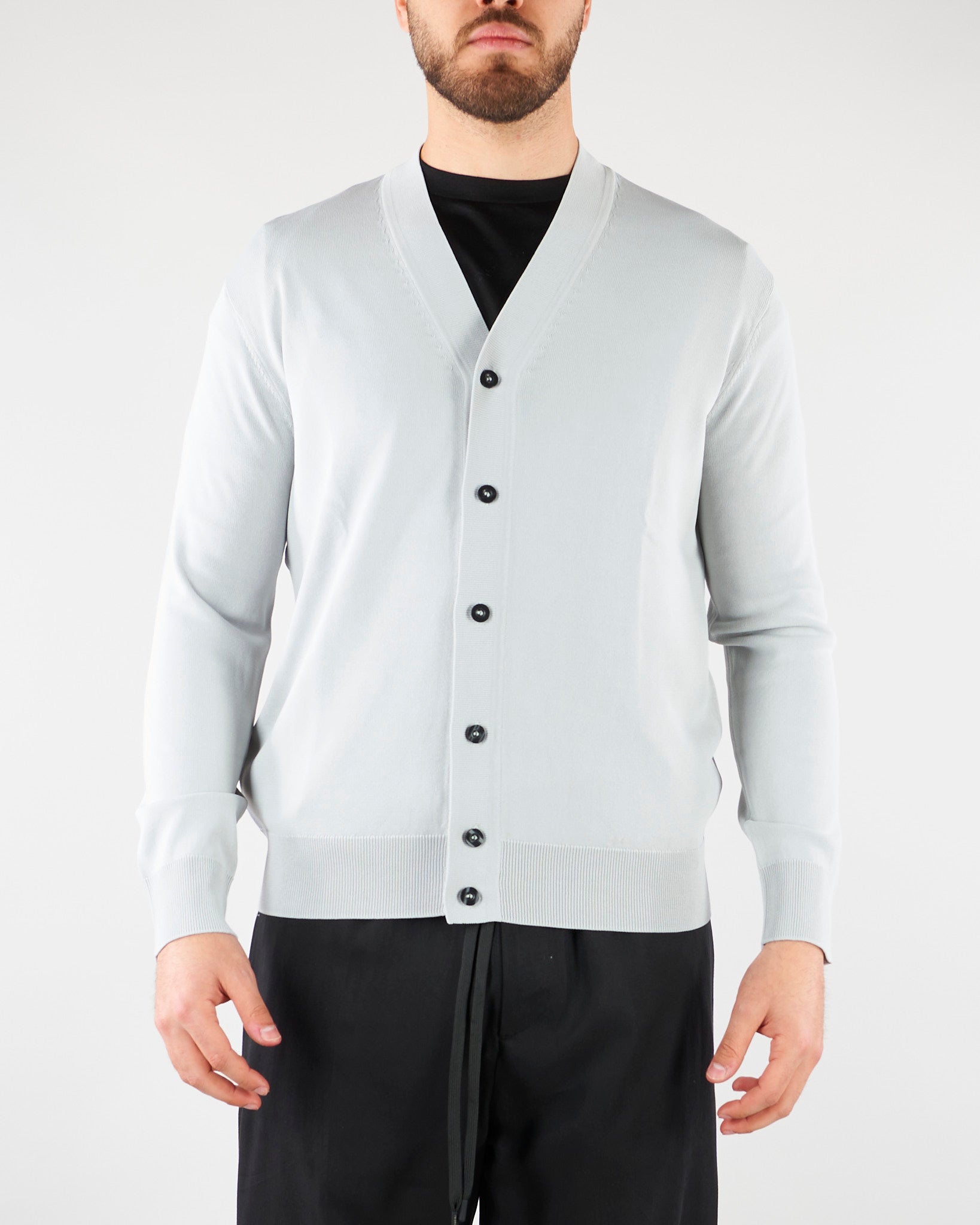 Cardigan Grigio Perla in maglia di viscosa LM26003 N049 LOW BRAND 