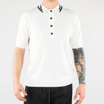Polo Bianco in maglia di viscosa con collo jacquard LM26005 A014 LOW BRAND 