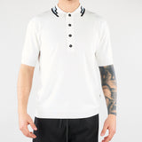 Polo Bianco in maglia di viscosa con collo jacquard LM26005 A014 LOW BRAND 