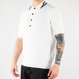 Polo Bianco in maglia di viscosa con collo jacquard LM26005 A014 LOW BRAND 