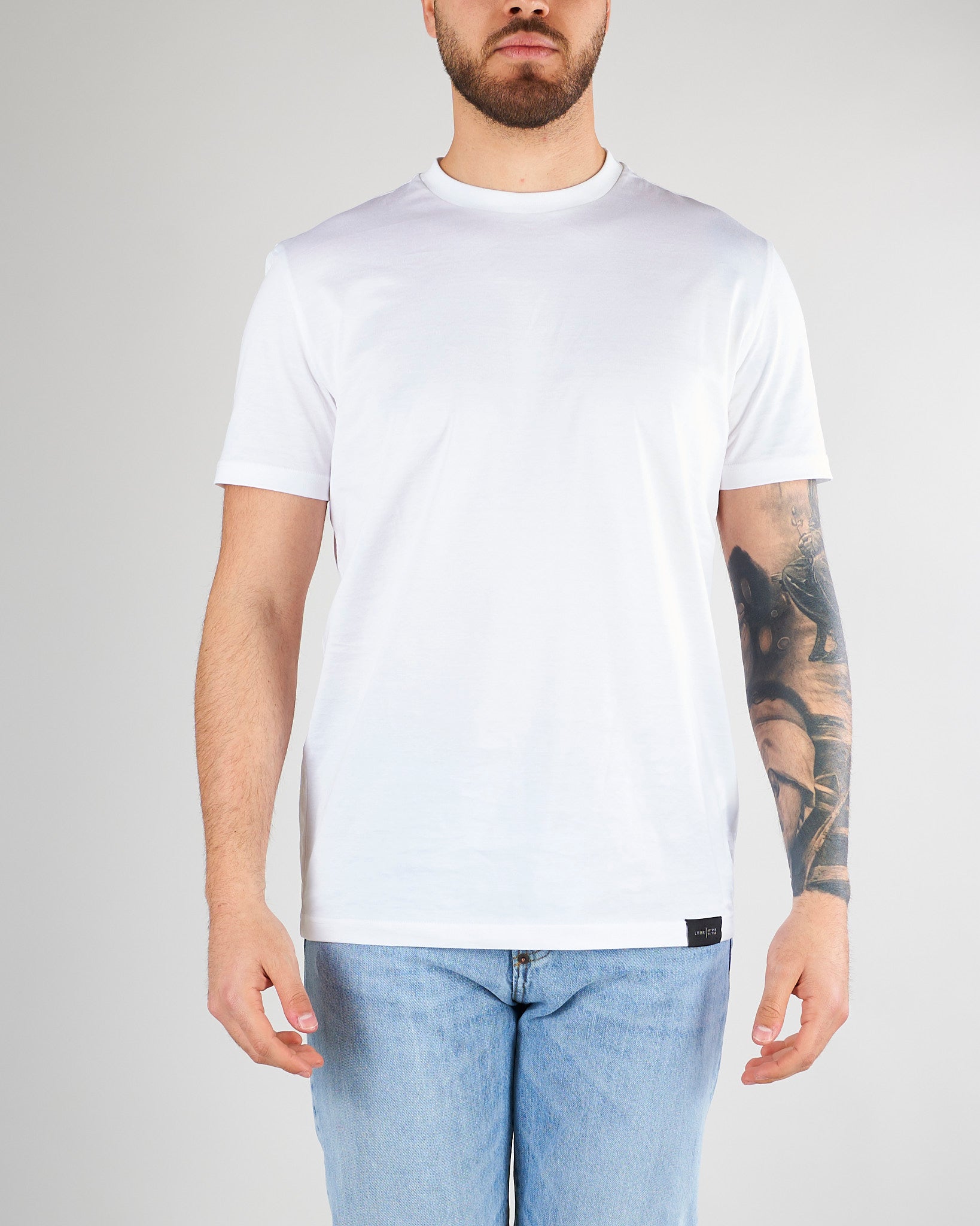 T-shirt Basic Bianco in cotone mercerizzato LT26001 A001 LOW BRAND 