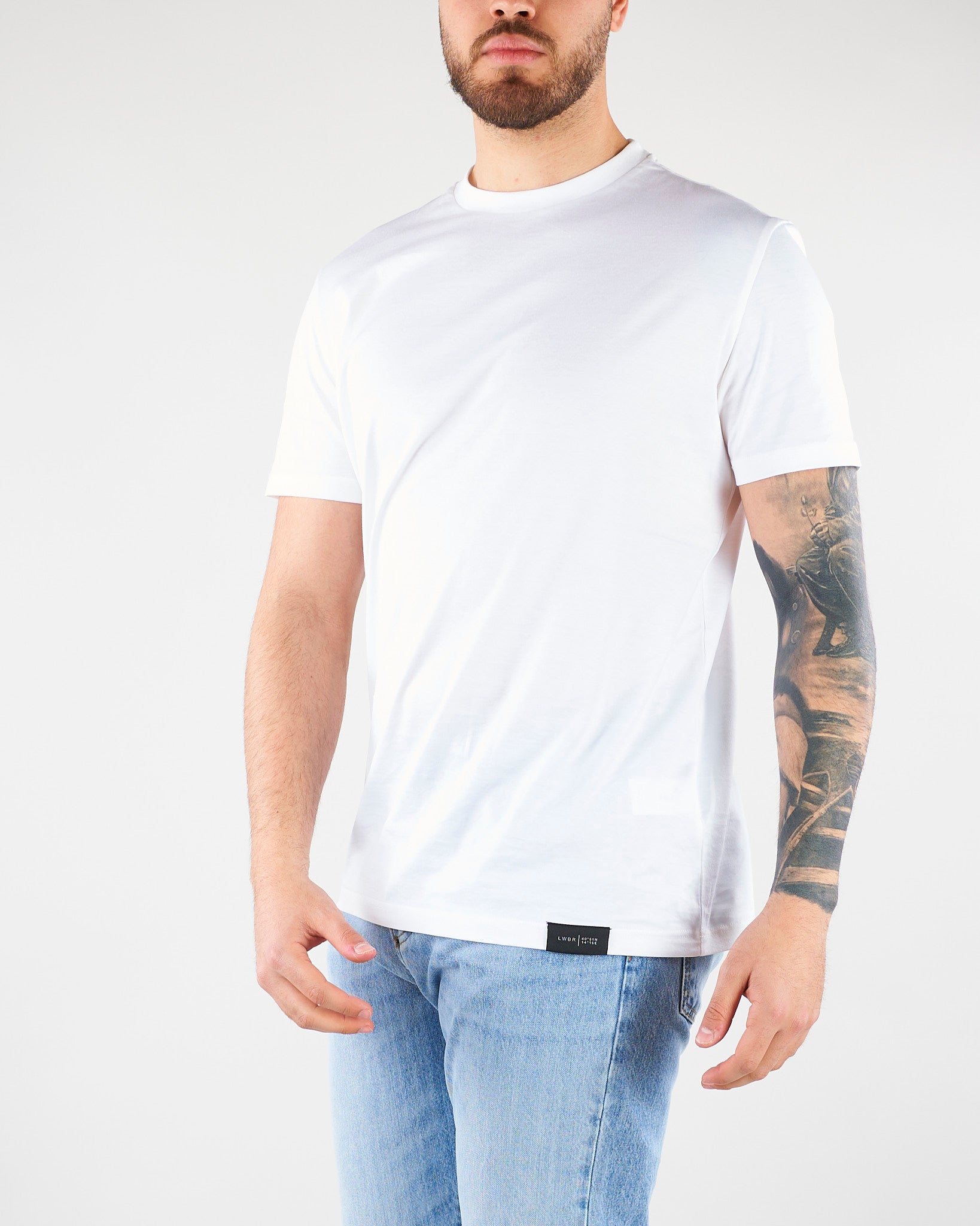 T-shirt Basic Bianco in cotone mercerizzato LT26001 A001 LOW BRAND 