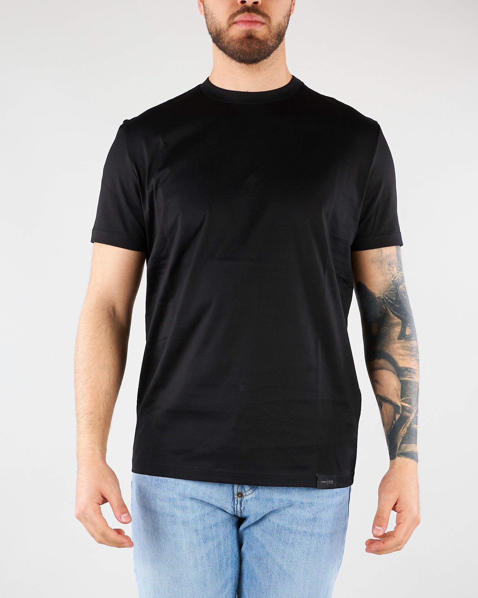 T-shirt Basic Nero in cotone mercerizzato LT26001 D001 LOW BRAND 