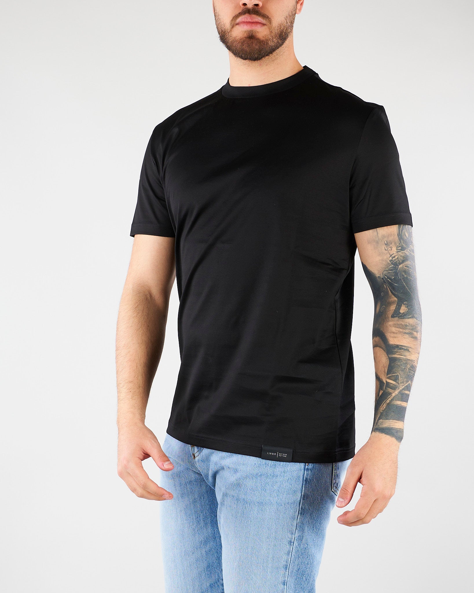 T-shirt Basic Nero in cotone mercerizzato LT26001 D001 LOW BRAND 