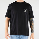 T-shirt Nero in jersey di cotone con ricamo logo Relaxed fit LT26009 D001 LOW BRAND 