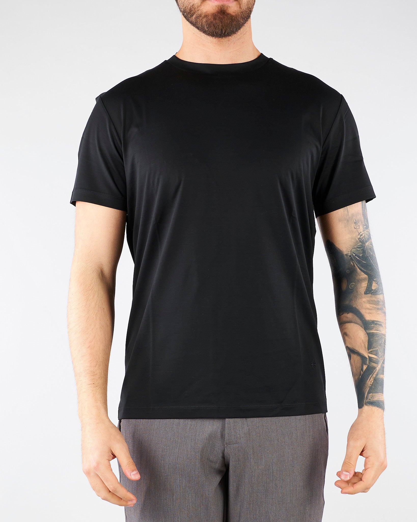 T-shirt Nero in jersey di cotone 4030M001263210 99 MANUEL RITZ 
