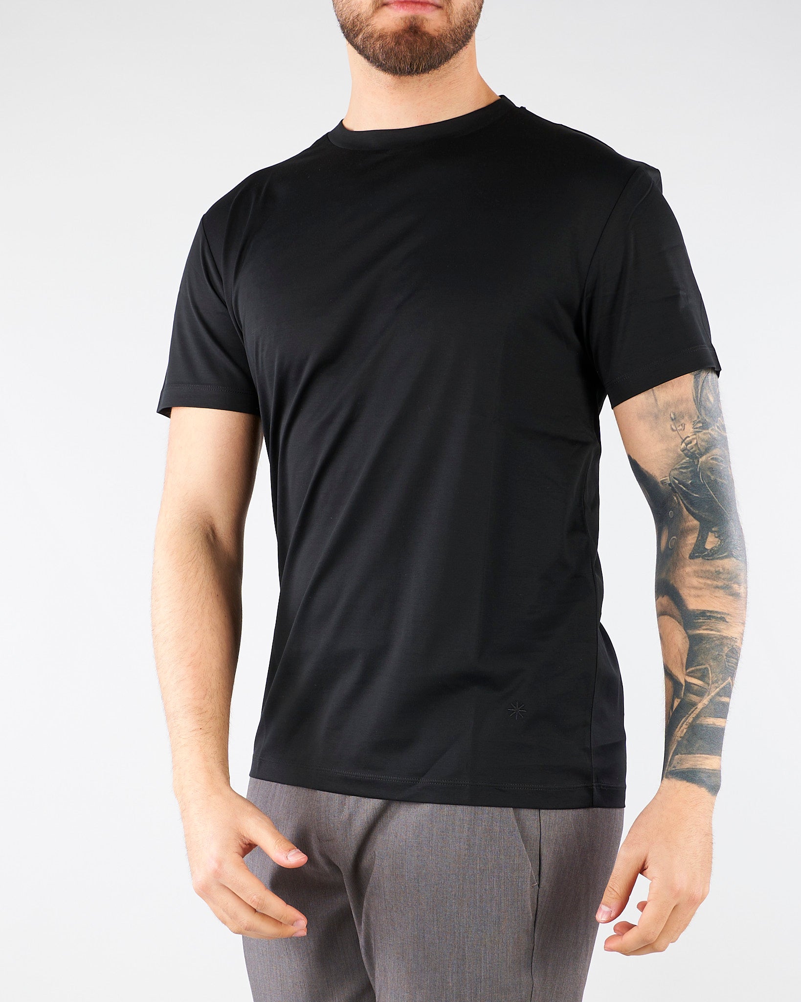 T-shirt Nero in jersey di cotone 4030M001263210 99 MANUEL RITZ 