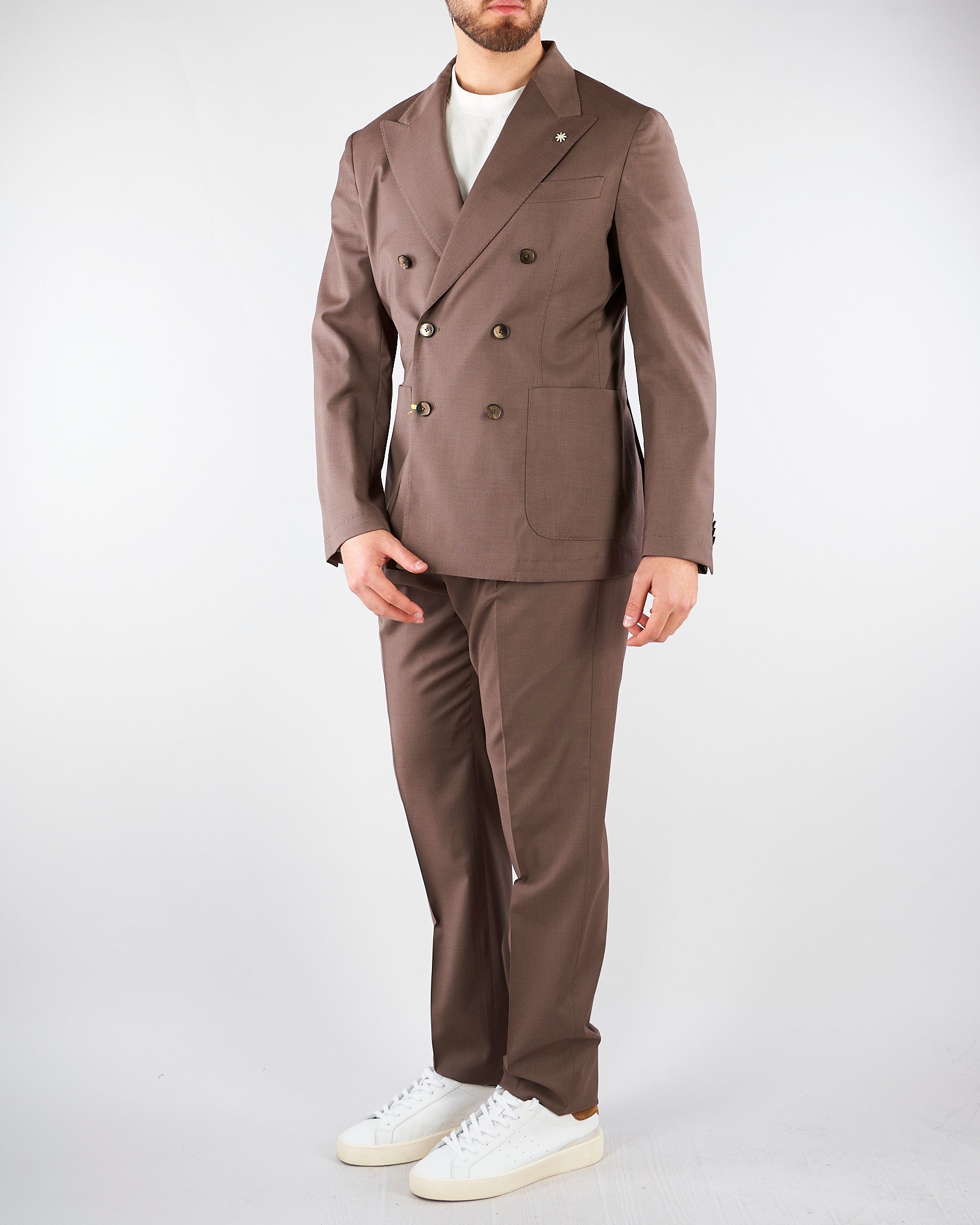Abito doppiopetto Tortora in fresco lana 4032A3738260000 29 MANUEL RITZ 