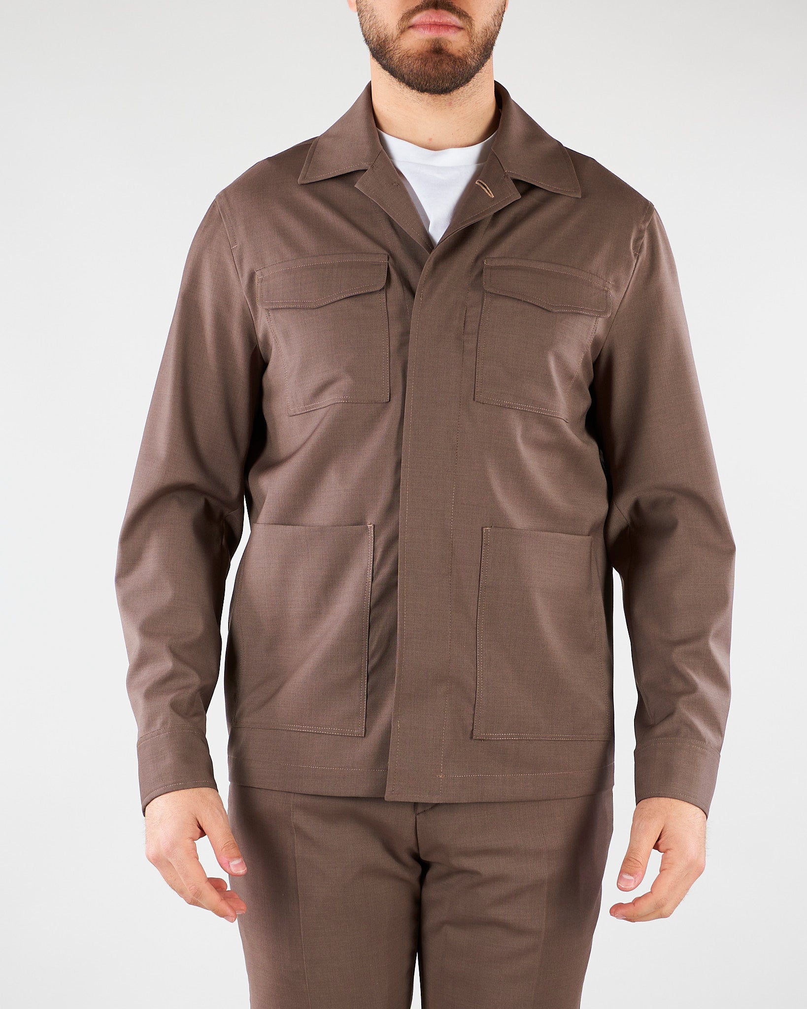 Overshirt Tortora in fresco di lana stretch 4032G2458260000 29 MANUEL RITZ 