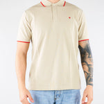 Polo Beige in piquet di cotone con profili a contrasto 4032M550263265 23 MANUEL RITZ 
