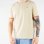 Polo Beige in piquet di cotone con profili a contrasto 4032M550263265 23 MANUEL RITZ 