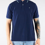 Polo Blu in pique di cotone con profili a contrasto 4032M550263265 89 MANUEL RITZ 