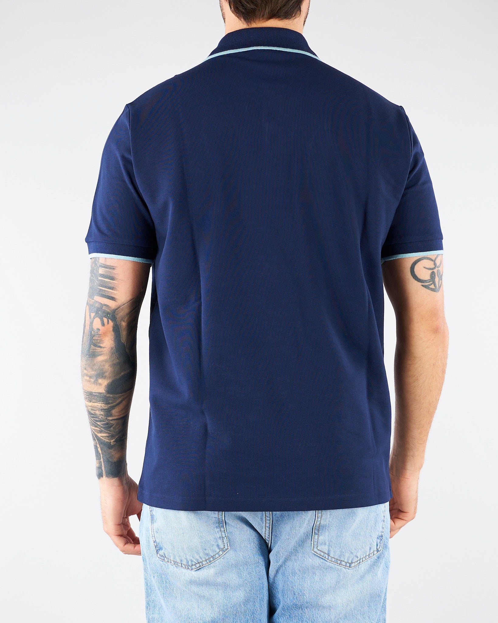 Polo Blu in pique di cotone con profili a contrasto 4032M550263265 89 MANUEL RITZ 