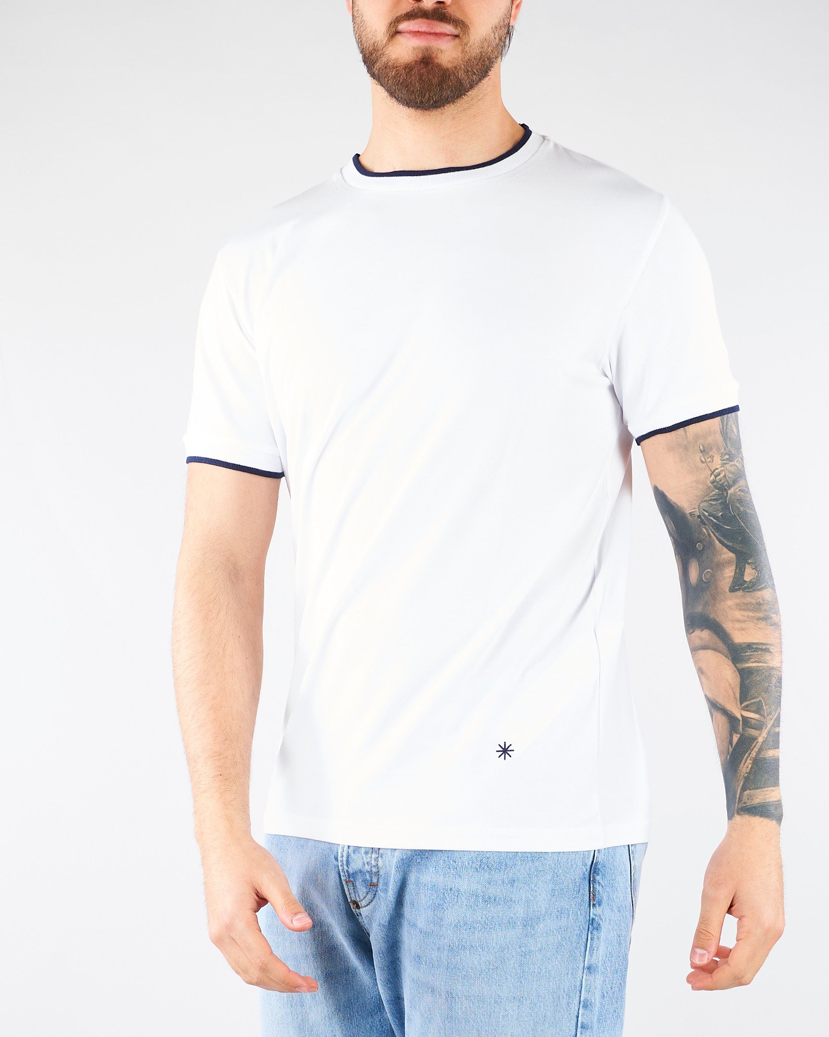 T-shirt Bianco con profili a contrasto 4032M567263286 01 MANUEL RITZ 
