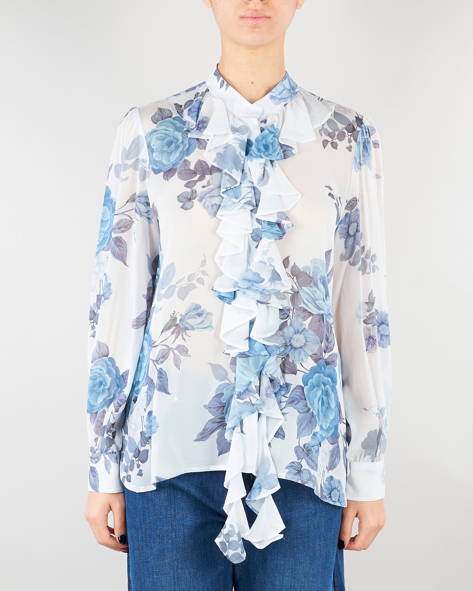 Camicia Azzurro in georgette con rouche MLLCANAPA 3 MARELLA 