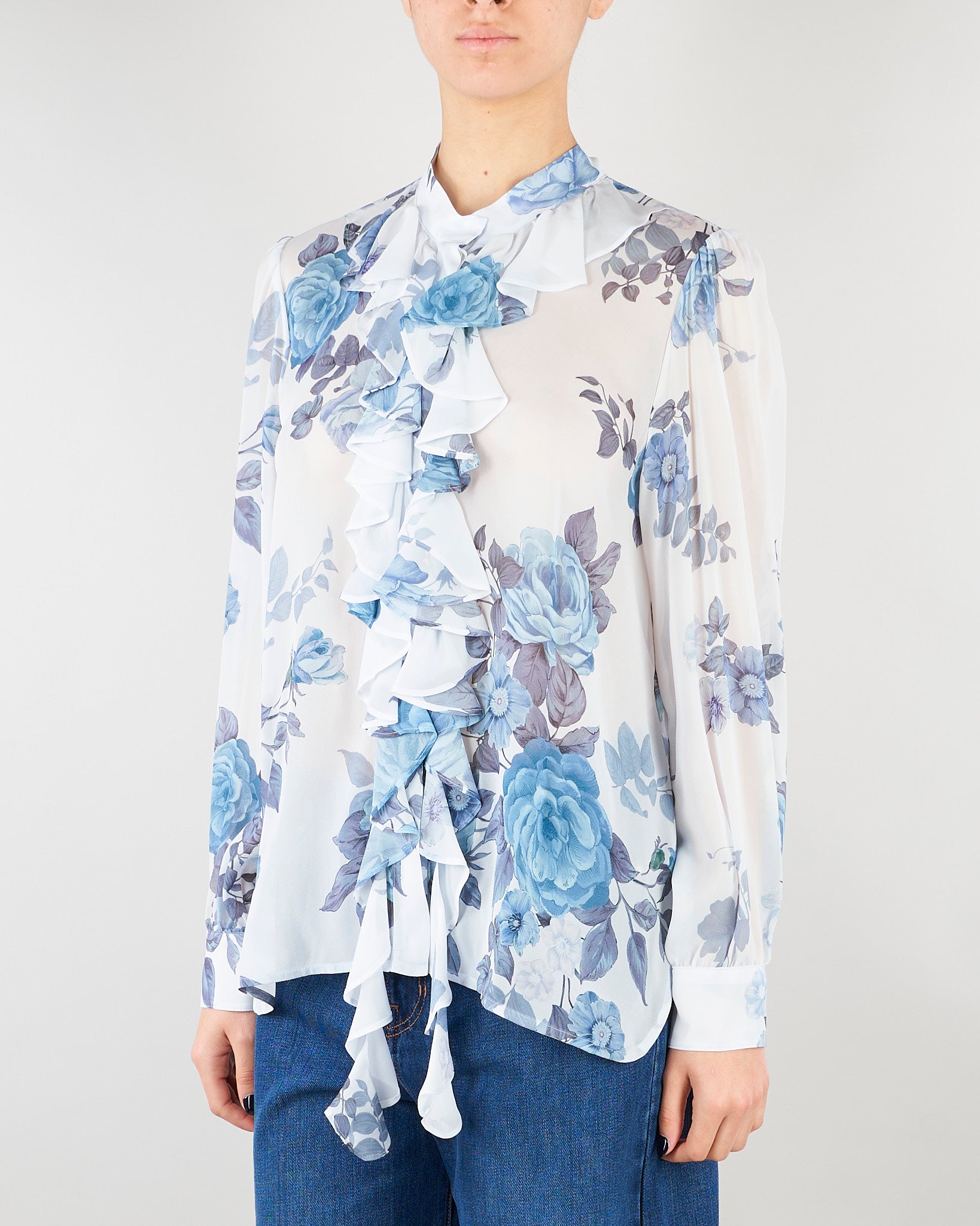 Camicia Azzurro in georgette con rouche MLLCANAPA 3 MARELLA 