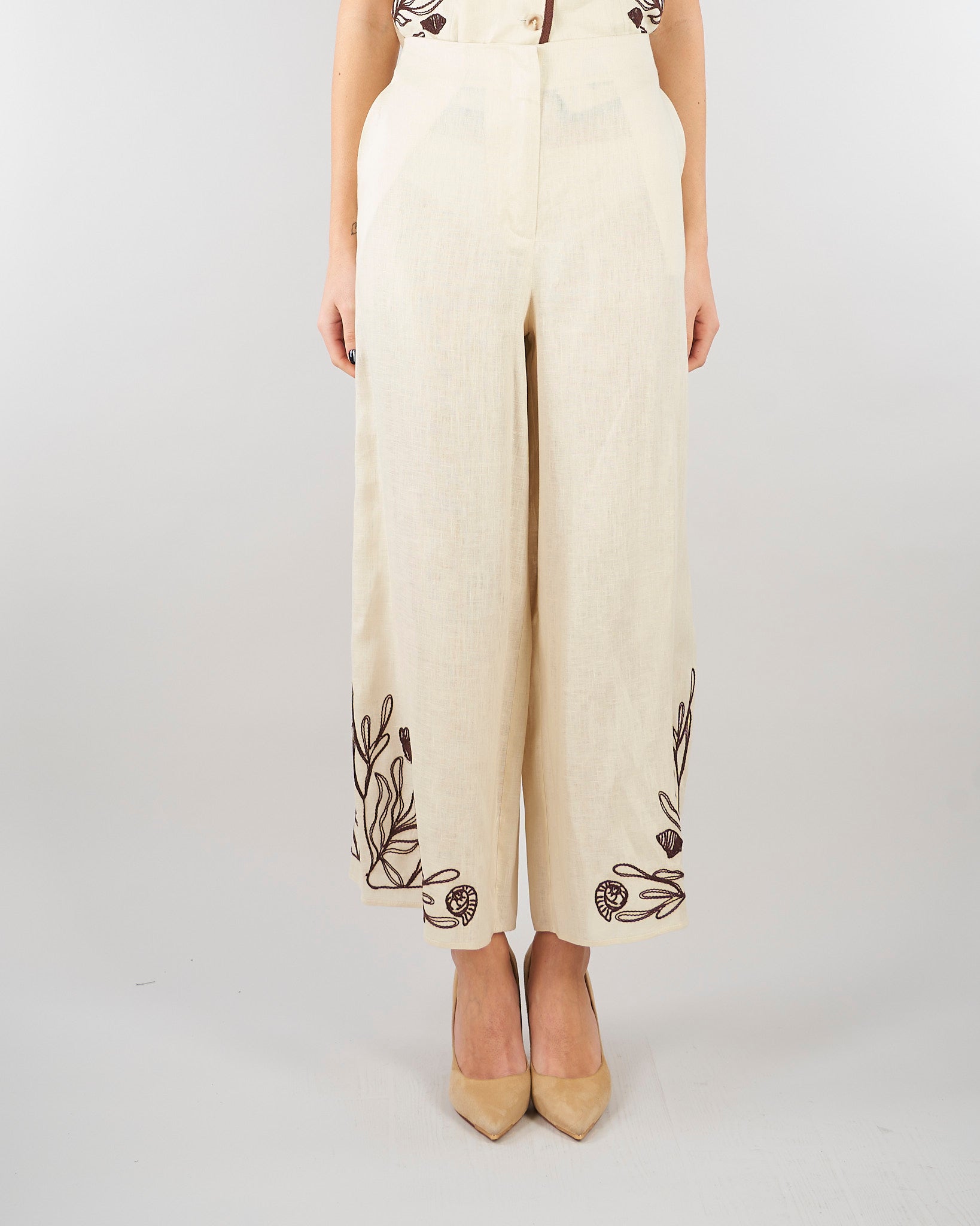 Pantalone Panna in lino con ricami MLLDOLCE 3 MARELLA 