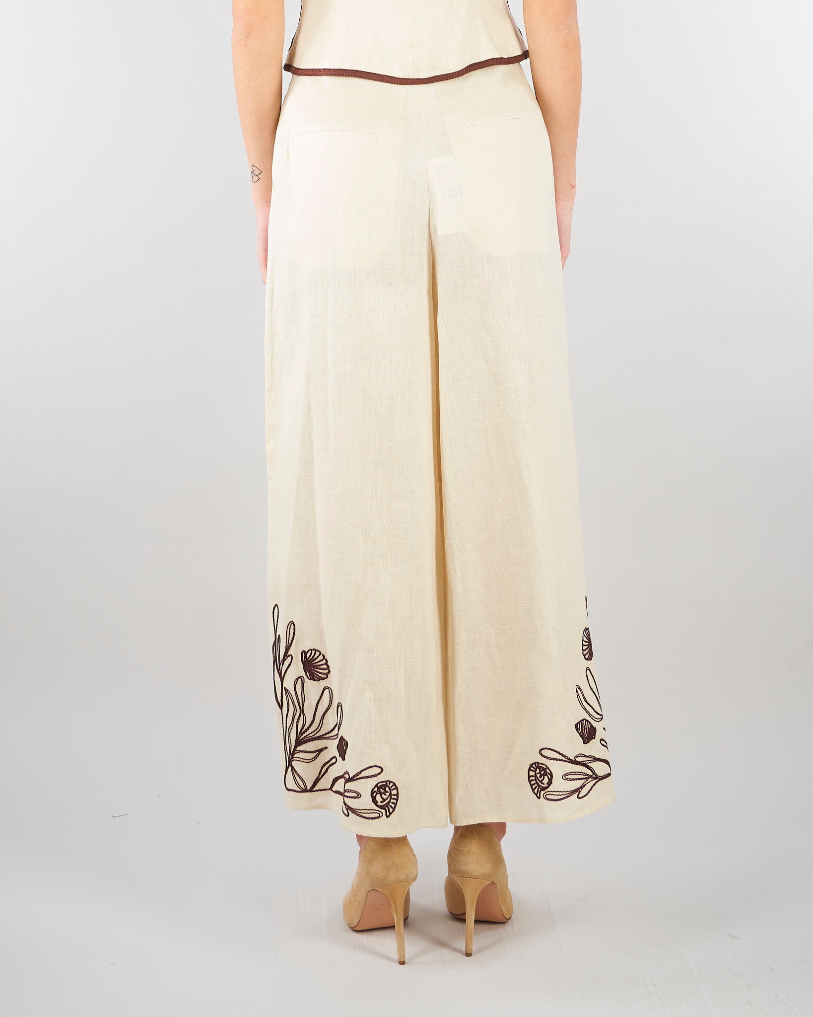 Pantalone Panna in lino con ricami MLLDOLCE 3 MARELLA 