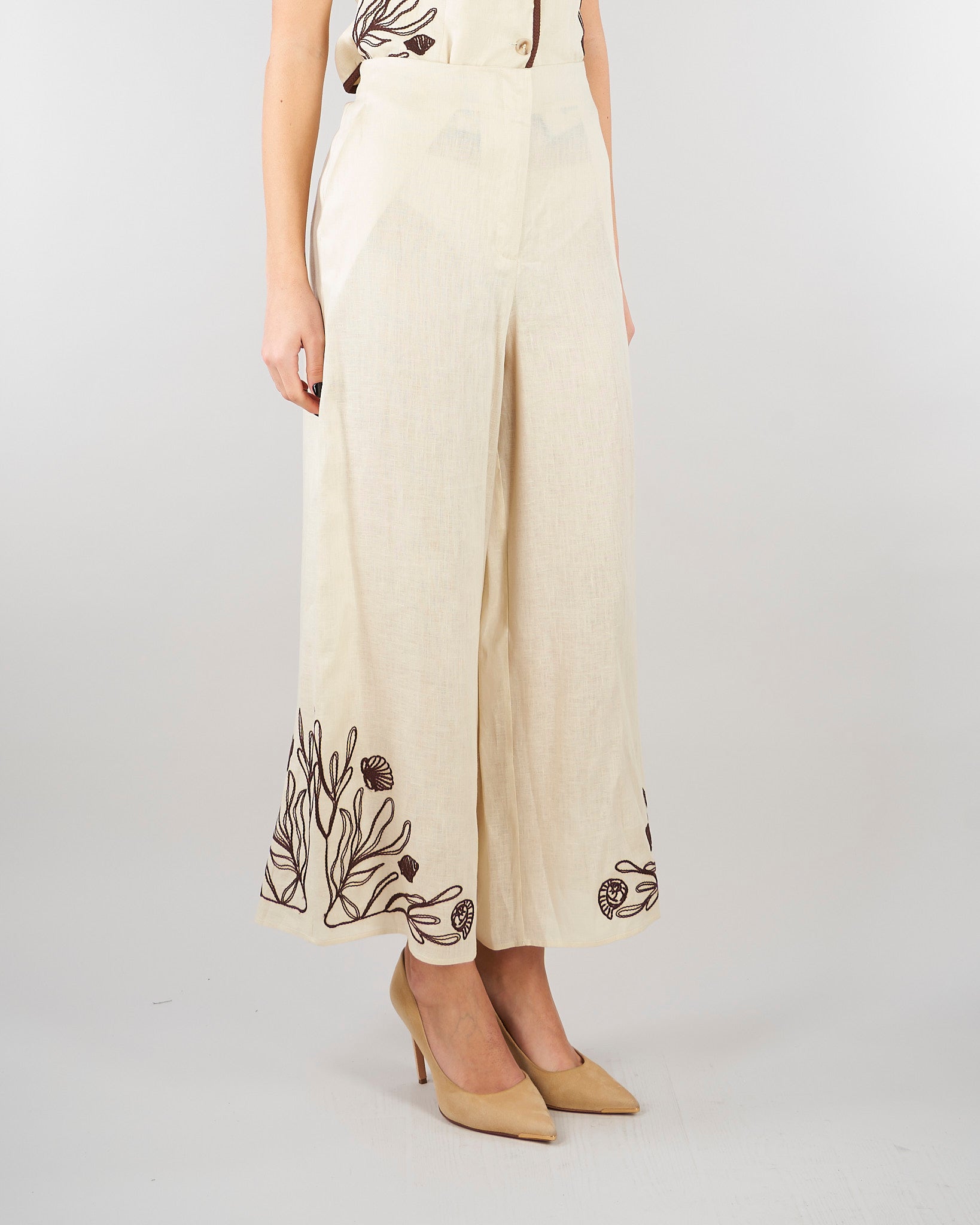 Pantalone Panna in lino con ricami MLLDOLCE 3 MARELLA 